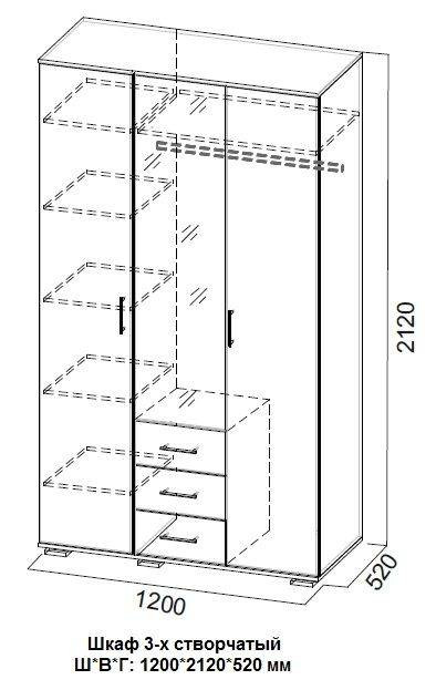 Шкаф трехстворчатый шт 2 с ящиками схема сборки