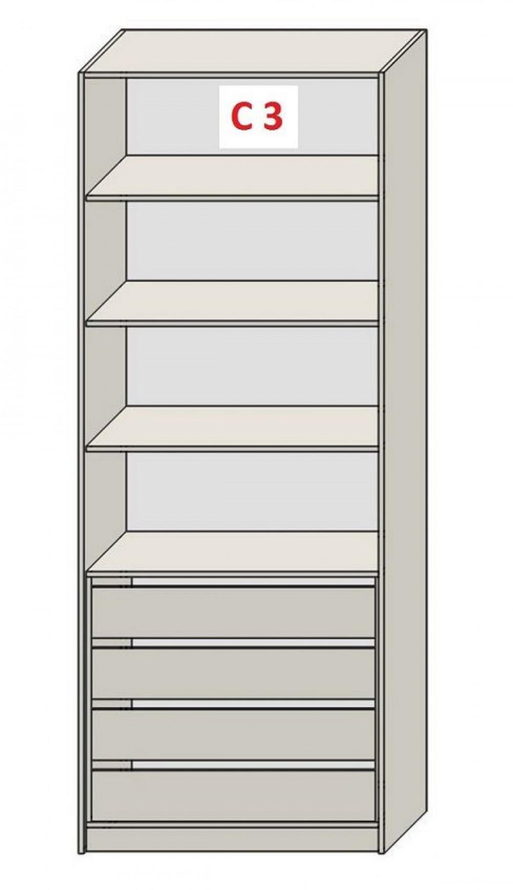 Шкаф СТАНДАРТ С3 4 ящика серия 