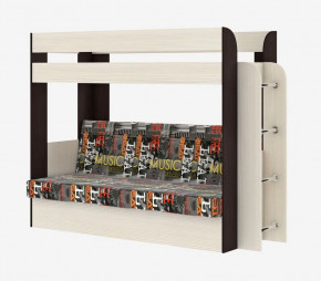 Кровать 2-х ярусная с диваном Карамель 75 (Музыка) Анкор светлый/Бодега темный в Екатеринбурге - germes-mebel.ru | фото