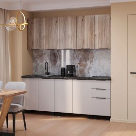 Кухня 2,0 м Эко кашемир/дуб смоки в Екатеринбурге - germes-mebel.ru | фото