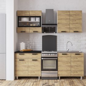 Кухня Крафт 1,6 м Крафт/Черный янтарь в Екатеринбурге - germes-mebel.ru | фото