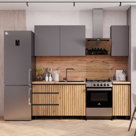 Кухня Шерлок 1,6 м Графит/Крафт в Екатеринбурге - germes-mebel.ru | фото