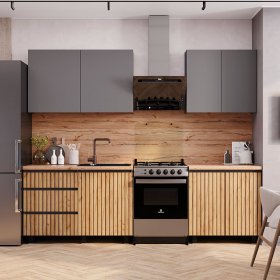Кухня Шерлок 2,0 м Графит/Крафт в Екатеринбурге - germes-mebel.ru | фото