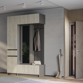 Прихожая Багира графит/дуб крафт белый в Екатеринбурге - germes-mebel.ru | фото