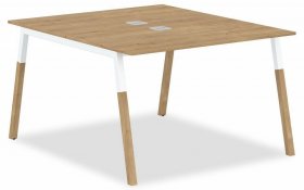 Стол офисный Forta FWST 1113, дуб гамильтон/белый в Екатеринбурге - germes-mebel.ru | фото